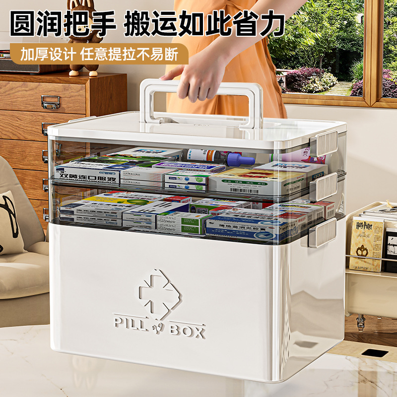 大型薬箱 大容量薬箱 ホームパック 家庭用多層医療救急薬分類薬収納ボックス|undefined