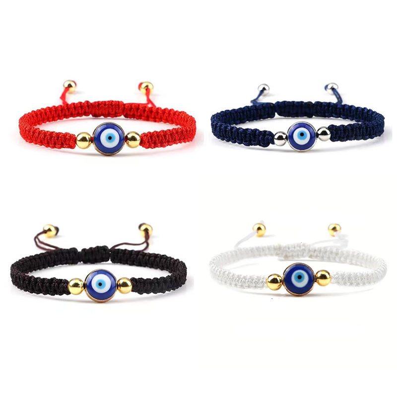 Amazon's New Devil's Eye Braided Bracelet Gold and Silver Beads Flat Knot Bracelet Personalized Blue Eyes Good Luck Bracelet