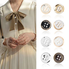 廠地貨源樹脂襯衫小號紐扣圓形黑白女雪紡連衣裙開衫透明金邊扣子