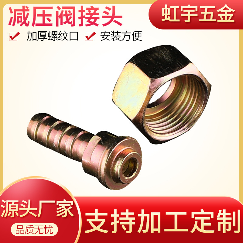 外贸专用虹宇五金厂家供应减压器接头螺帽配件螺杆调节器气体接头