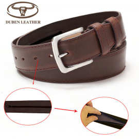 定制男士腰间拉链内藏钱包腰带针扣PU环保皮带防盗休闲批发