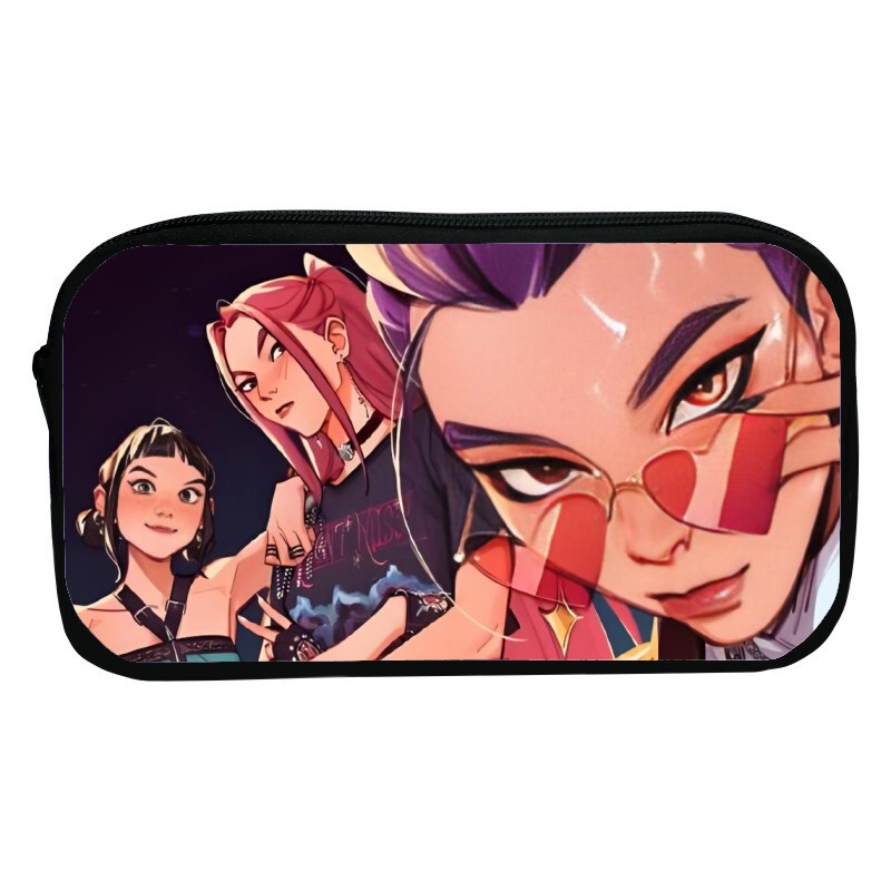 新品印花猎魔女团K-POP笔袋卡通文具袋Huntrix Kpop小学生收纳包|undefined