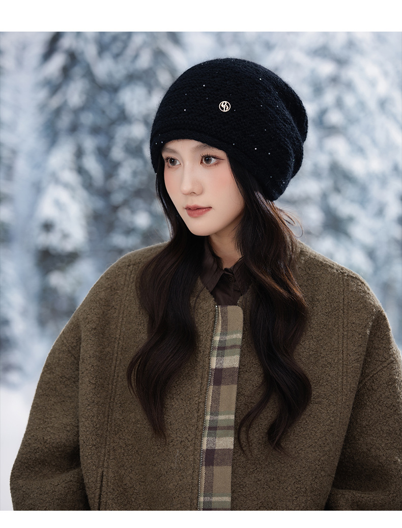 Autumn Winter Women Fashion Versatile Knitted Solid Color Head Wrap Warm Thickened Fleece Yarn Mom Hat_voghion.com