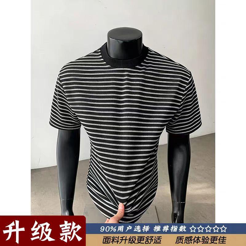 2026 Versatile Striped Short-Sleeve T-Shirt for Men and Women, Summer Youthful Style, Color-Contrast, Casual, Loose, Trendy