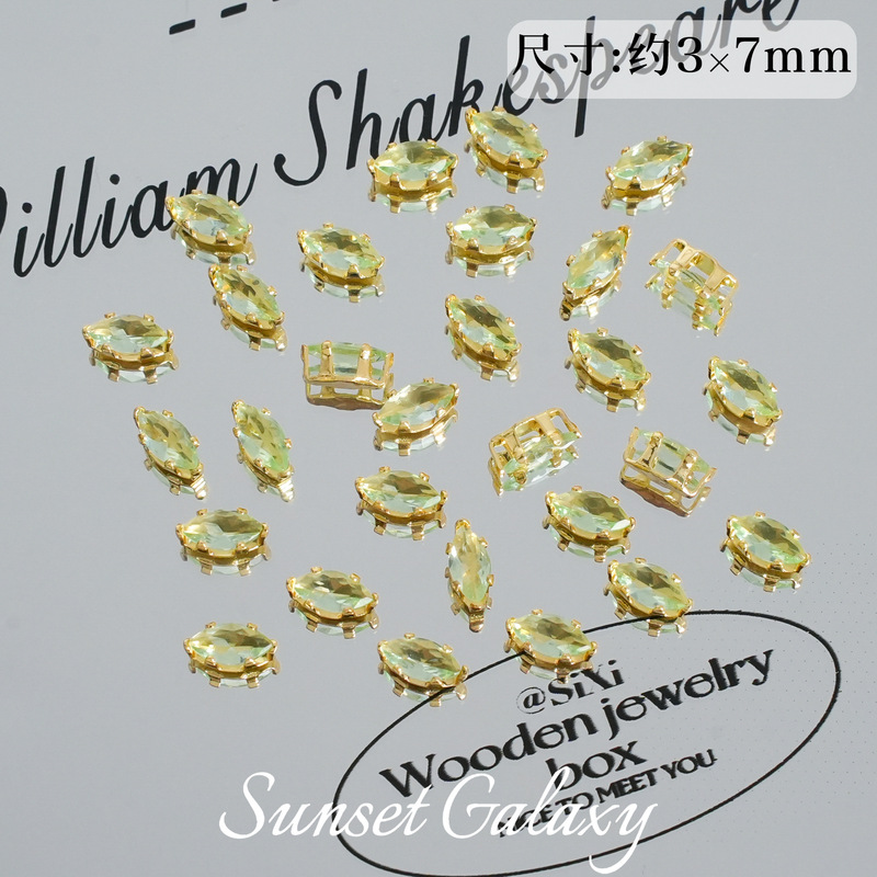 【3*7六爪马眼】镀金高保色水钻锆石爪钻手工diy材料串珠手链配件|undefined