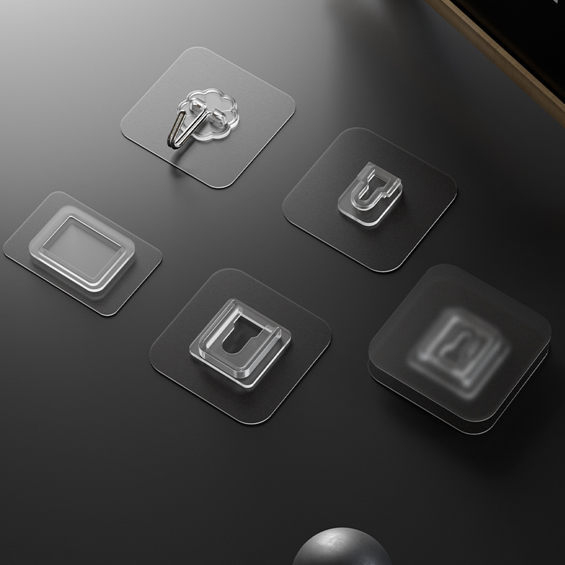 Transparent seamless hook strong sticky hook wholesale non-perforated kitchen toilet door plum buckle female buckle flat buckle