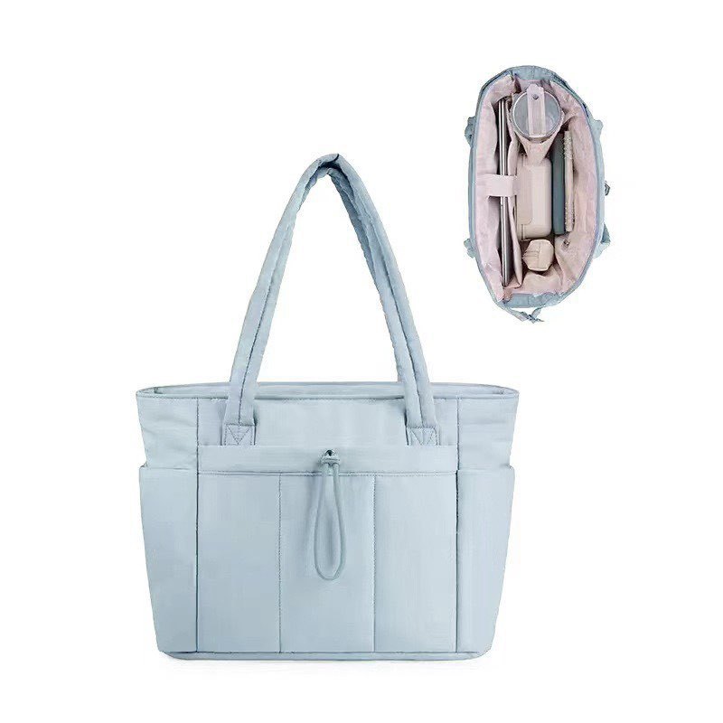 In Stock New Quilted Tote Bag Large Capacity Women's Multi-Compartment Laptop Bag Handbag Shoulder Bag - Thumbnail 2