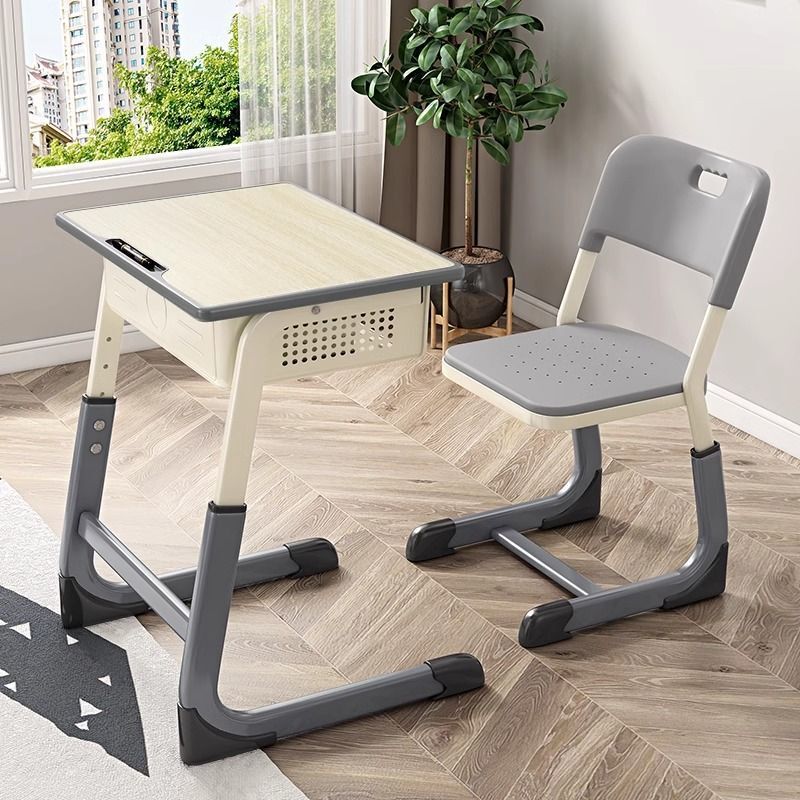 Adjustable Height Training Class School Tutoring Class Desks and Chairs, Double Student Chairs, Single Student Study Desk and Chair Set