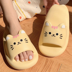Soft and Cute Cat-Shaped Bathroom Shower Slippers for Girls, Summer Home Leisure Slippers with EVA and Pigeon-Dropping Sensation