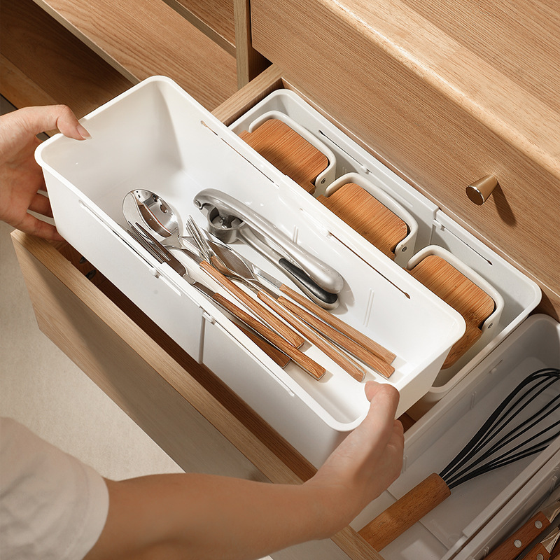 引き出し固定伸縮収納ボックス食器オーガナイザー家庭用化粧品文具薬用分割伸縮ボックス|undefined