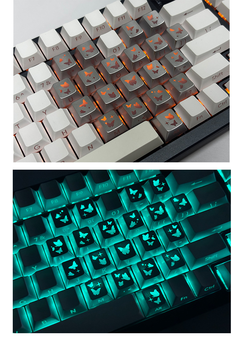 Heart Butterfly Mechanical Keyboard Keycaps 21 Keys Magnetic Diy_voghion.com