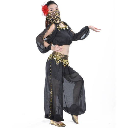 Belly dance suit lantern long sleeve ring bloomers practice festival event Indian dance performance costume set