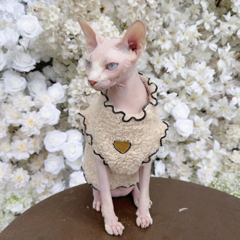 Ropa de gato sin pelo de invierno caliente a prueba de frío chaleco de cordillera de borde de Devince esfinge de algodón frío