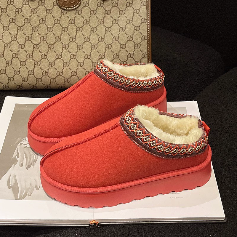 Внешняя торговля женская хлопчатобумажная обувь 2024 осенняя и зимняя новая толстая подошва меха в один ноги Мягкие бархатные хлопковые сапоги