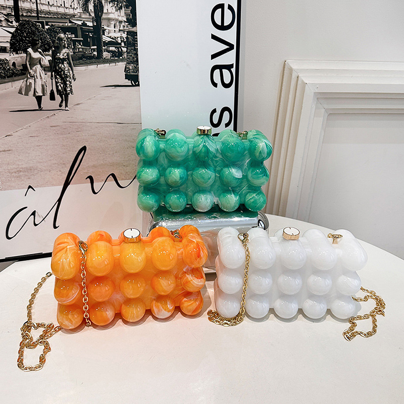 Comercio exterior transfronterizo onda francesa huevo de perla acrílico moda de hombro europeo y americano bolsa de cena acrílico