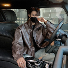 秋冬潮流皮衣外套男oversize美式复古痞帅高级感炸街pu皮夹克外套