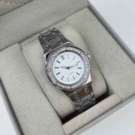 跨境爆款新款女士手表简约镶钻时尚网红高级感高档套装钢带石英表