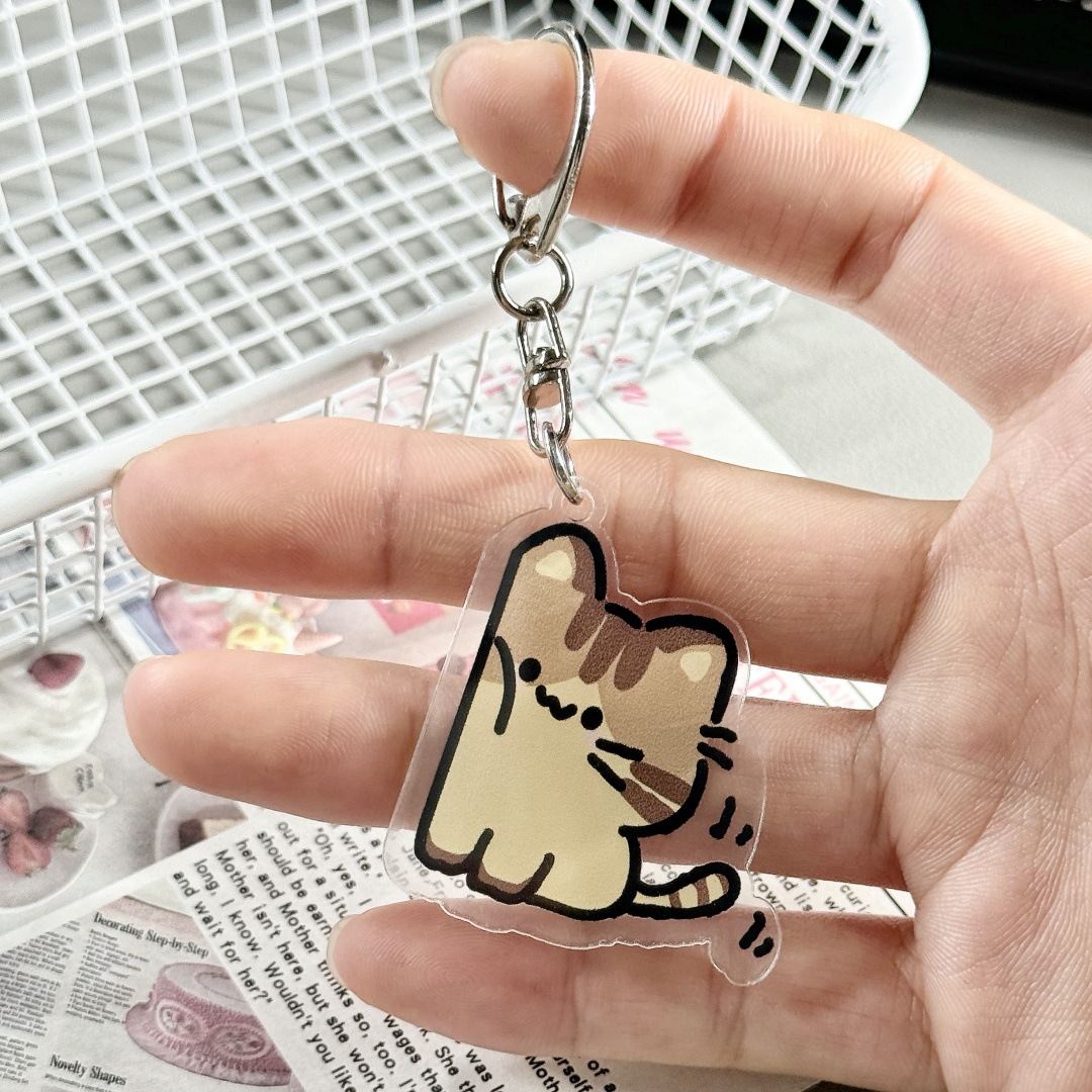 스티커 고양이 열쇠고리 [노란 고양이]
