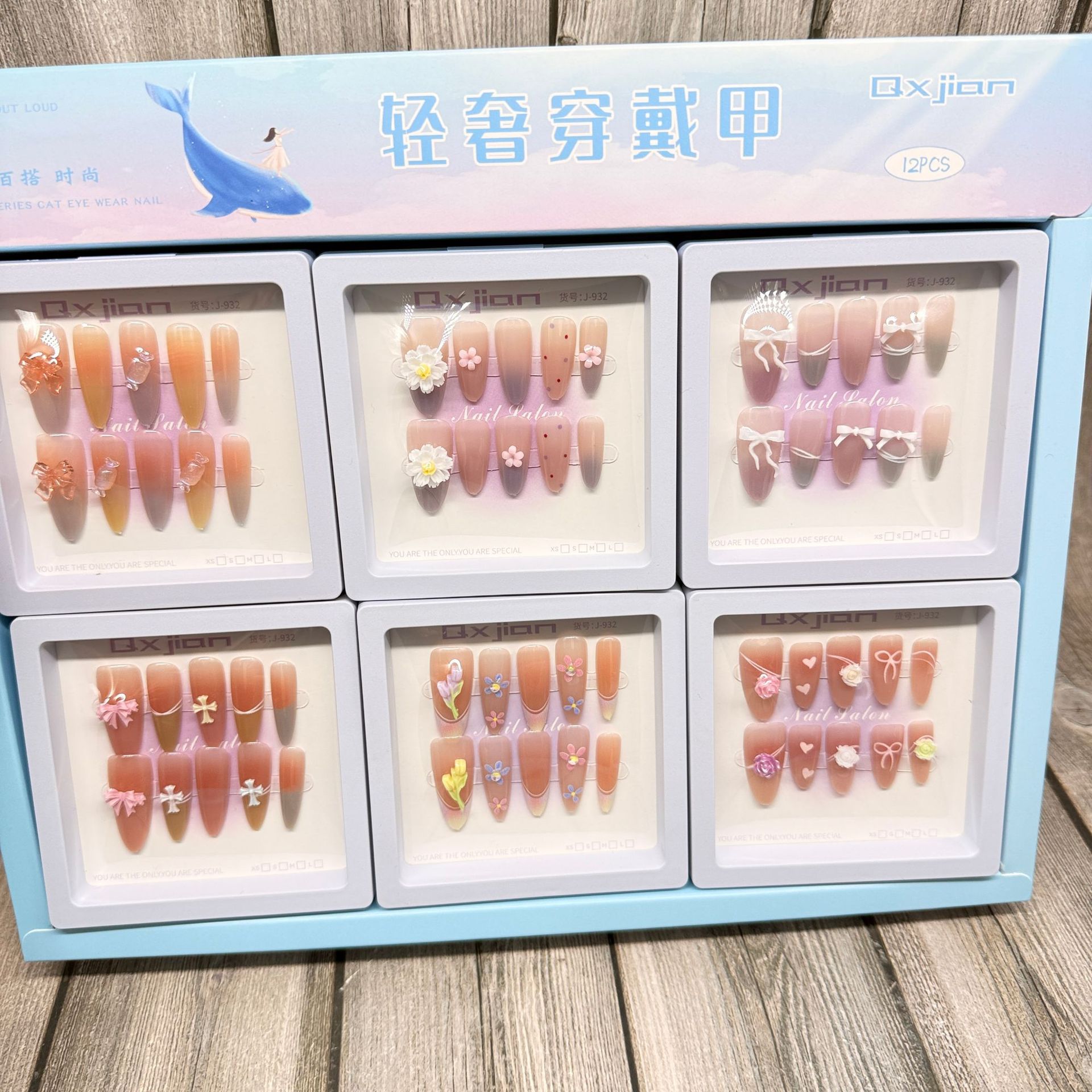 Pieza de belleza de uñas parche de uñas falso con pegamento calcomanías de uñas desgarrable Estudiante Adulto esmalte de uñas