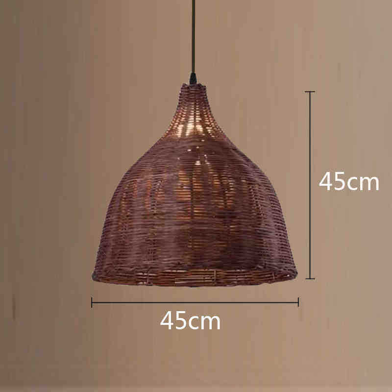 Lámpara de ratán ronda Nido Pájaro Casa sombrero paja bambú tejido lámpara creativa pastoral japonés retro balcón restaurante lámparas