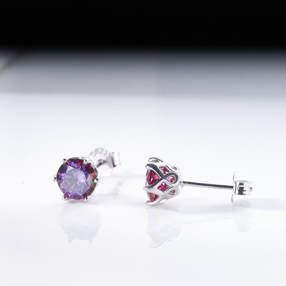 Transfronterizo S925 plata 1 quilate D color moissanita azul verde blanco moissanita clásica orejas de seis garras