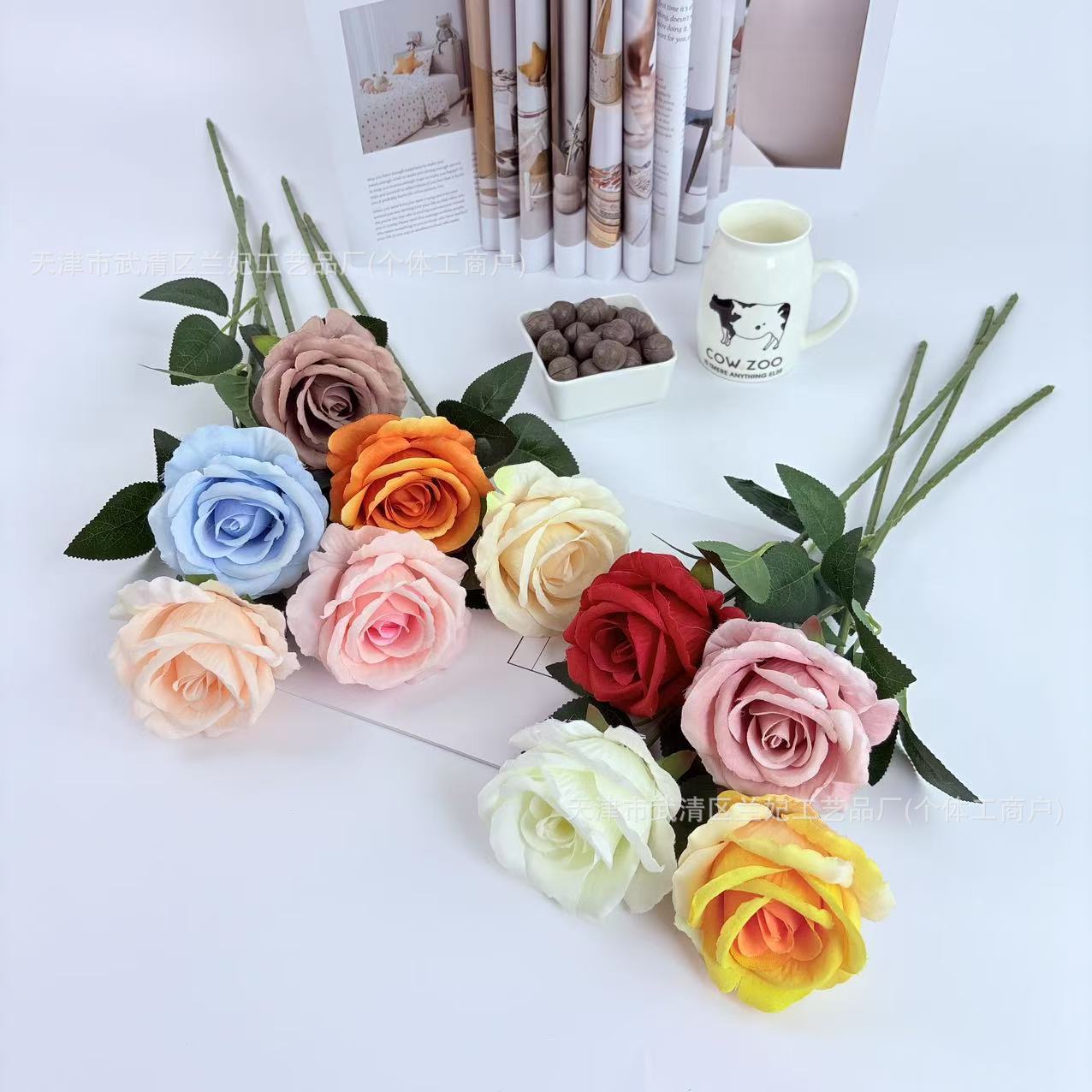 Paño de piel de simulación Acacia rosa flor falsa única flor artificial boda casa auditorio decoración ramo fotografía accesorios transfronterizos