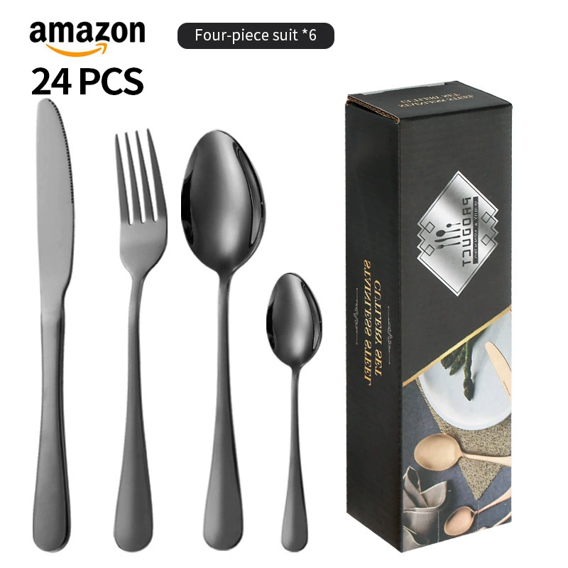 Tableware, set stainless steel, gift box, Amazon, 24 pieces, (Cross-border trading)