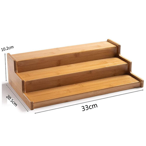 Kitchen spice rack three-layer bamboo shelf desktop multi-functional storage rack simple seasoning shelf