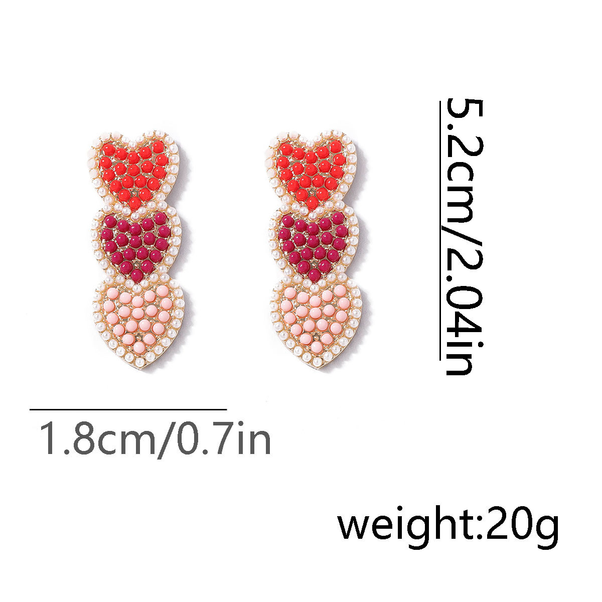 23g Weight Iron Ear Needle Material Rhinestones, Seed Bead Inlay Material 1 Pair Lady Heart Shape Zinc Alloy Rhinestones Seed Bead Ear Studs