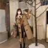 College wind By age Horn button overcoat Mid length version 2021 Autumn and winter New products goddess thickening Fur coat