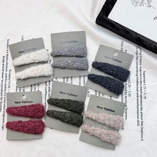 秋冬羊羔毛发夹侧边复古毛绒三角bb夹掰掰夹碎发小夹子刘海夹发饰-阿里巴巴