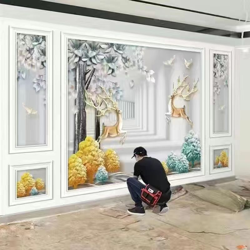 3d北欧电视背景墙布5d网红客厅卧室装饰墙画8d立体现代影视墙壁纸|undefined