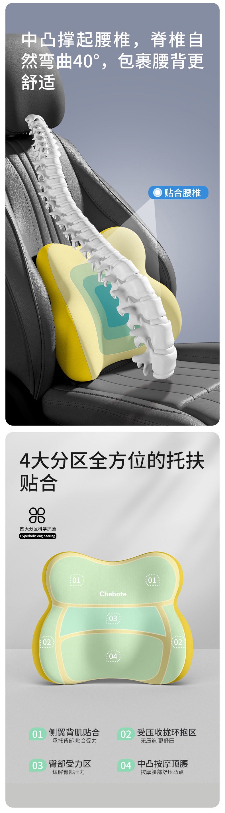 Car lumbar support headrest, car cushion, neck pillow, seat cushion, driver's seat pillow, lumbar pad, waist and neck support pillow