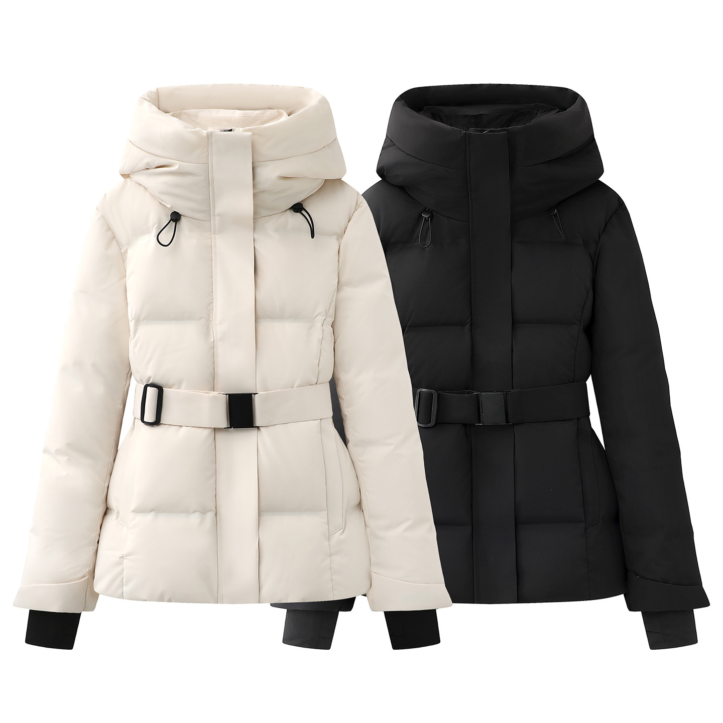 2025 Winter New New National Standard Goose down Jacket Fashionable Waist-Cinching Hooded down Jacket Warm Jacket for Women