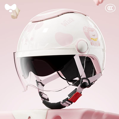 Battery Bike Safety Helmet, Motosiklet kaskı (dəbilqə) - 3c-milk-candy-powder-transparent-short-mirror-class-a-new-national-standard-one-size-fits-all