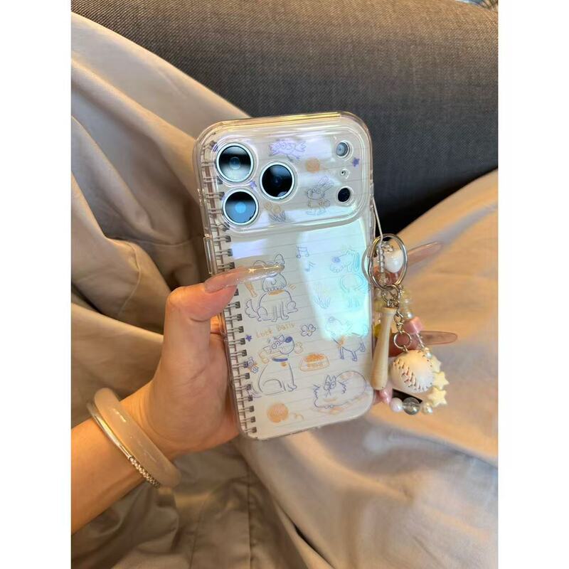 Notebook Cover with Cute Puppy Playing Baseball, Suitable for iPhone 17 Pro Max and Apple 16 Pro Case