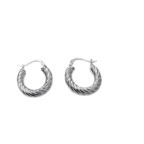 Korean Version 925 Pure Silver Heavy Carving Striped Earrings for Women, Simple and Fashionable Instagram Style Xiaohongshu Earrings Korean Earrings