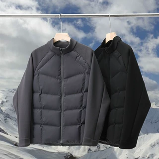 迪家秋冬季立领拼接加绒秋冬保暖羽绒服外套一衣两穿可内搭针织袖