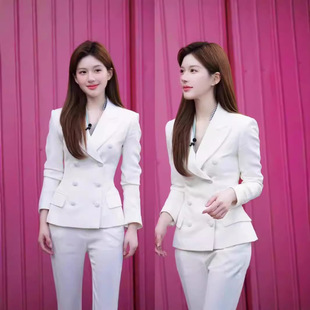 Star Same Style White Elegant Suit suit Women's Spring and Autumn Professional Pants Suit Two-Piece New Style