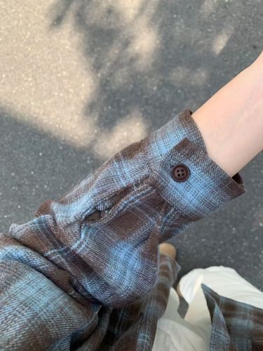 American Retro Check Long-Sleeve Women's Spring Summer Loose Design French Unique Sun Protection Cardigan Sweatshirt Outerwear