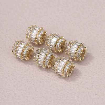 Zərgərlik ara hissələri: bucket beads diy wheel - no-11-18k-white-zirconia-transfer-beads