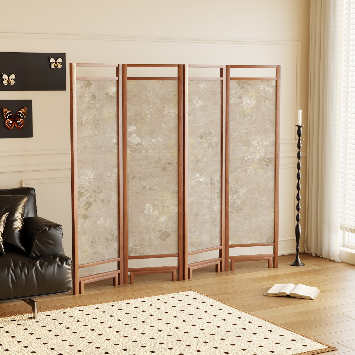 French Floral Screen Partition Living Room Entrance Sofa Background Wall B&B Hotel Removable Folding