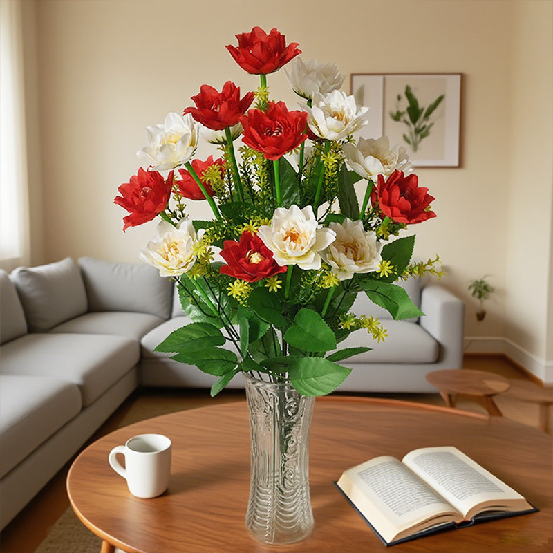 Flores simuladas 18 flores peonía cama de flores mixtas decoración de boda decoración de la sala de estar flores falsas ramo