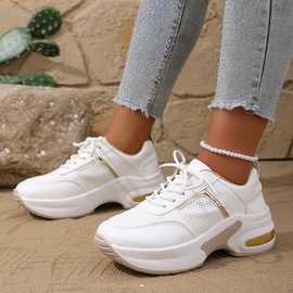 2026欧美新款跨境休闲时尚运动鞋女厚底防滑透气学生拼色跑步鞋单