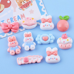 Glossy flour white rabbit diy cream glue homemade mobile phone case headdress hair band hairpin jewelry resin accessories wholesale