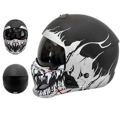Motosiklet kaskı (dəbilqə), Half Helmet - 856-silver-venom-black-lens-m55-56