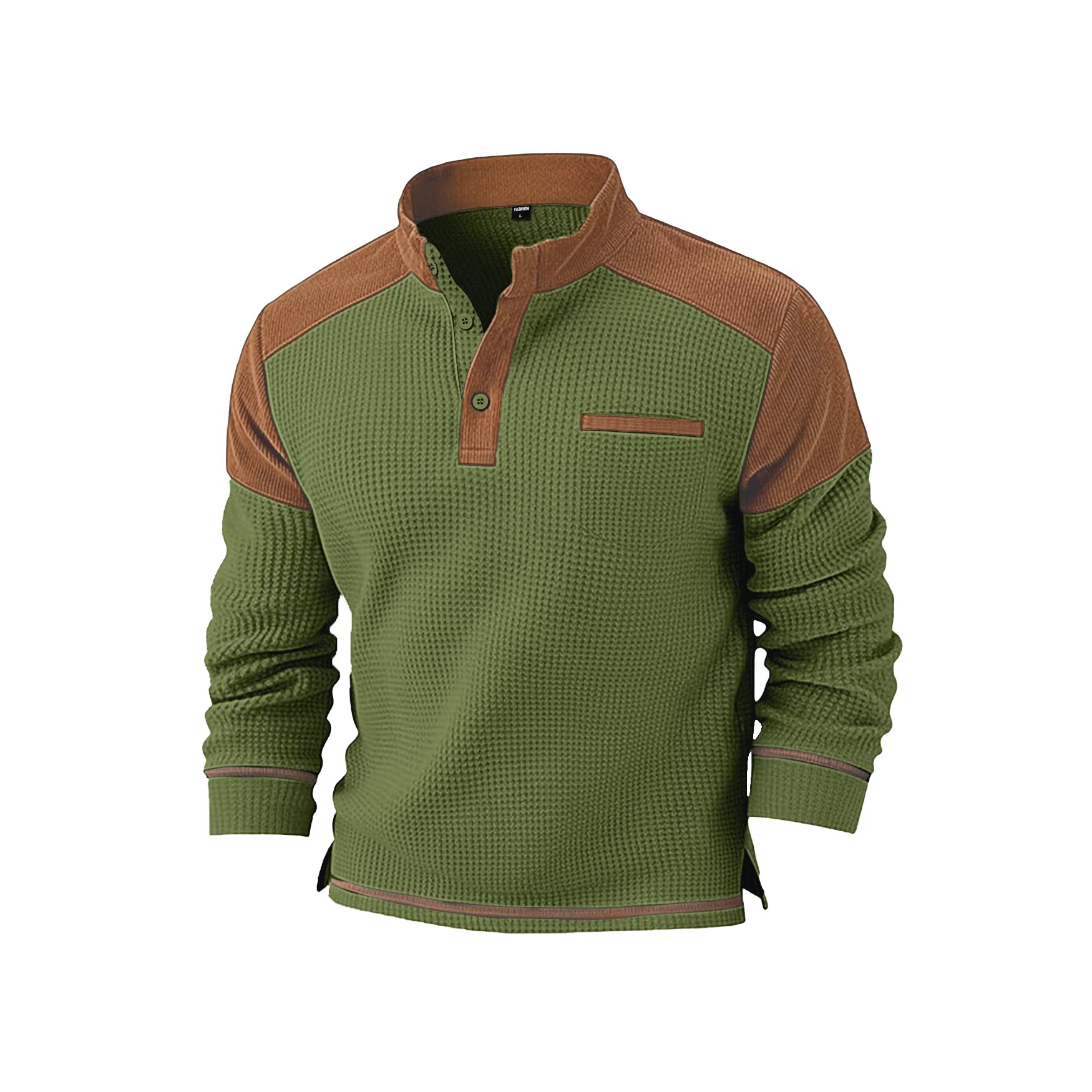 Neuer Herren-Waffelpullover mit Stehkragen und langen Ärmeln für den Winter 2026 – lässig und bequem_voghion.com