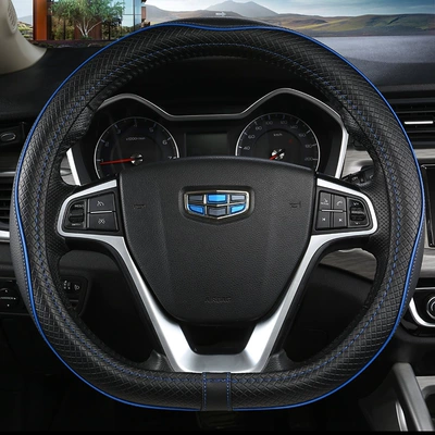 Cover, Fashionable Splicing, Four-Season | Steering wheel cover - 040-d-black-and-blue-38cm