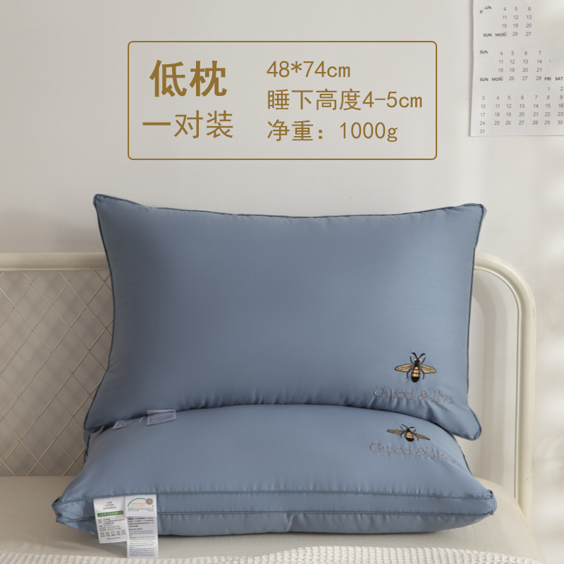 ホテルや自宅で男性が眠るのに役立つ、綿100%のフェザーベルベットの洗える枕芯の夏用頚椎保護のペア|undefined