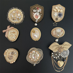 Vintage Black and White Striped Fashion Brooch, Tassel Creative Coat Brooch Pin Badge Flower